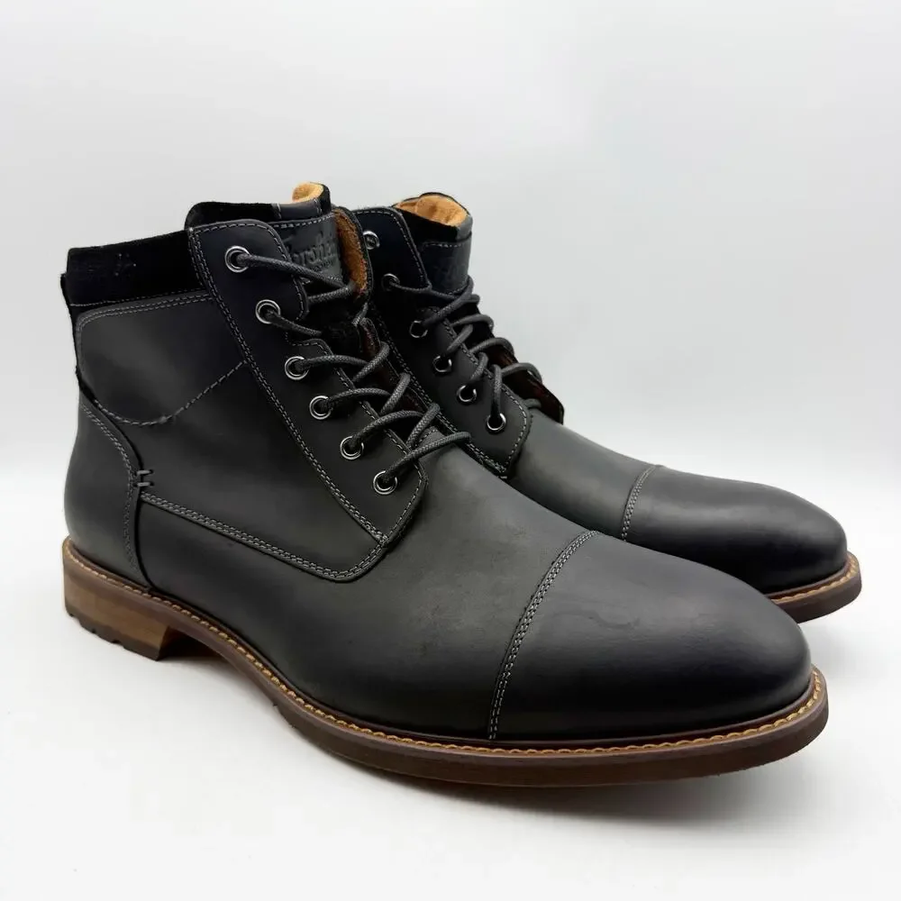 Florsheim Mens Chalet Ankle Boots US 11 Wide EU 44 Black Leather NIB